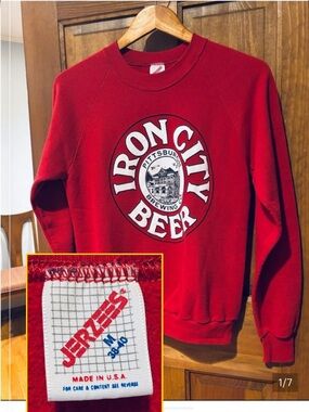 Vintage 90’s JERZEES IRON CITY BEER Pittsburgh, PA Crewneck Sweatshirt